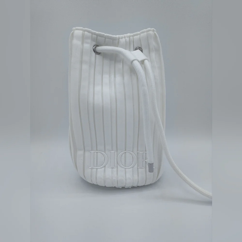 Dior Beauty 2023 Coffret Pleated White Drawstring Pouch Bag New In Box Gift